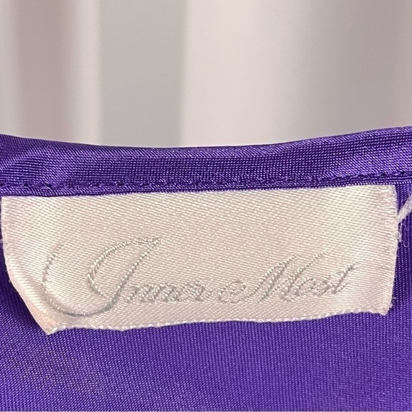 Vintage Inner Most Large Jewel Tone Lace Deep Purple Satiny Silky Slip Dress - Picture 5 of 8